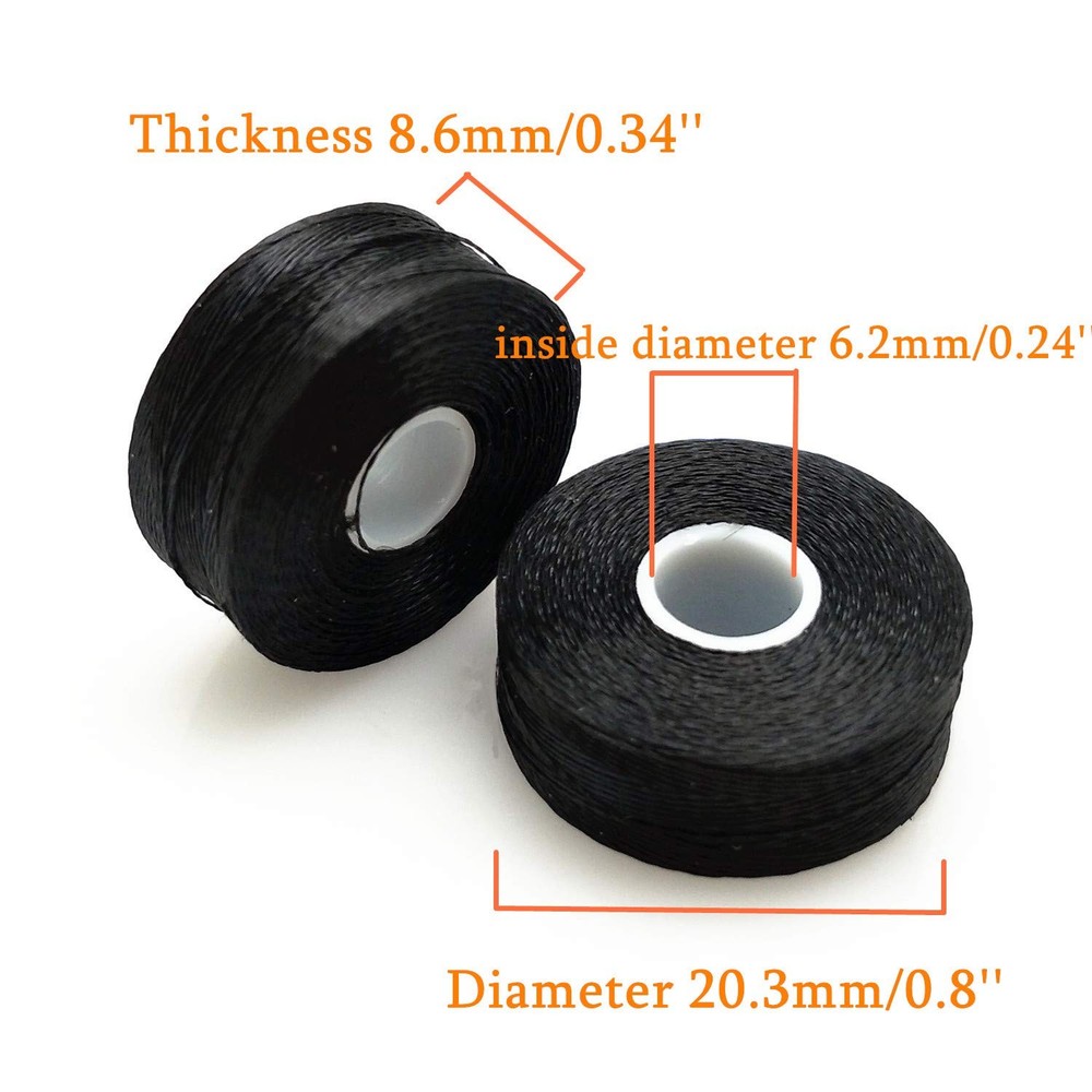 Prewound Bobbin Thread, Sideless, 144pcs Type L Size (SA155) (72White + 72Bla...