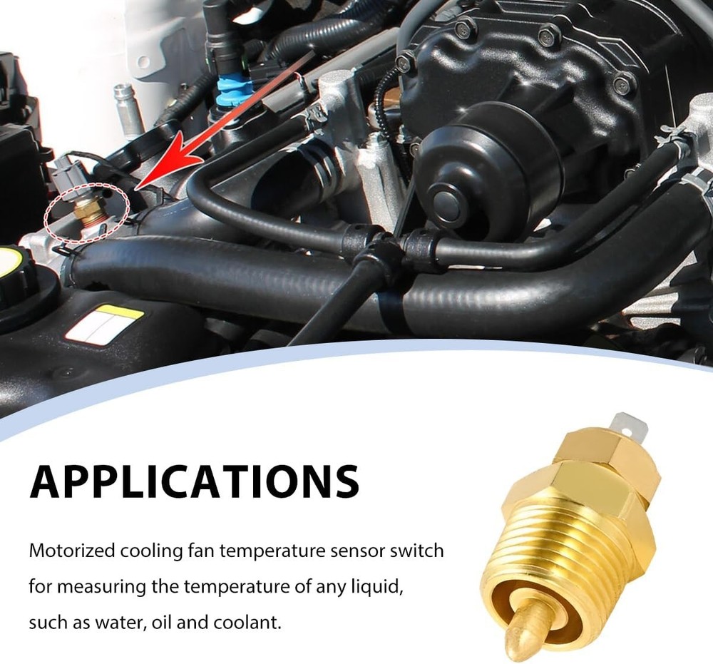 Fan Thermostat Temperature Switch, 185'F to 175'F Engine Cooling Fan Switch with