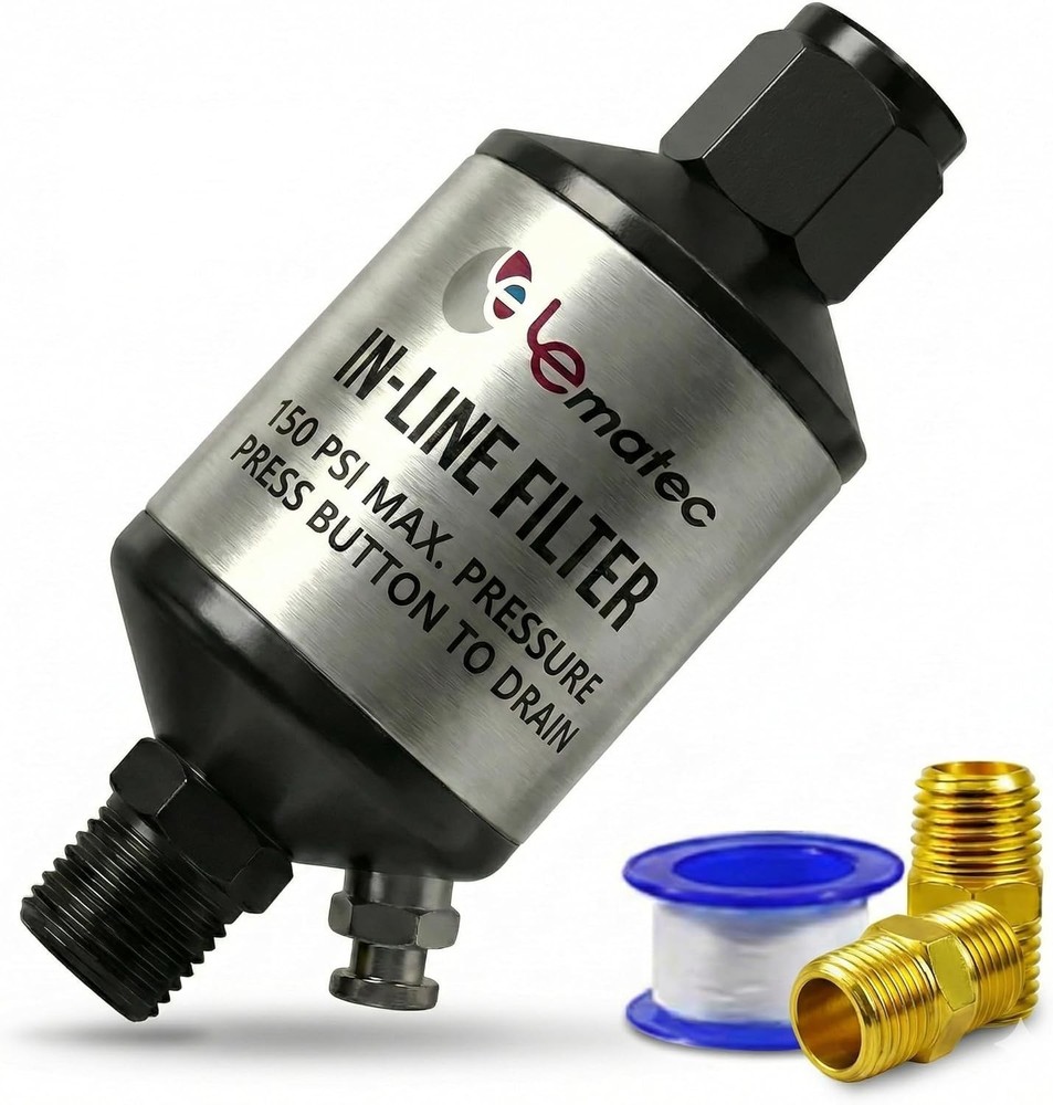 Air Compressor Water Separator & Air Dryer with Push-Button Drain Valve, 1/4"...
