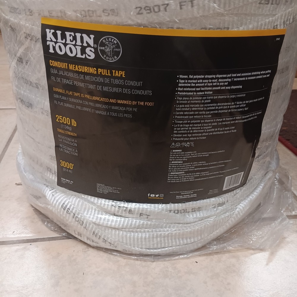klein tools Conduit Measuring Pull Tape, 2500-Pound x 3000-Foot
