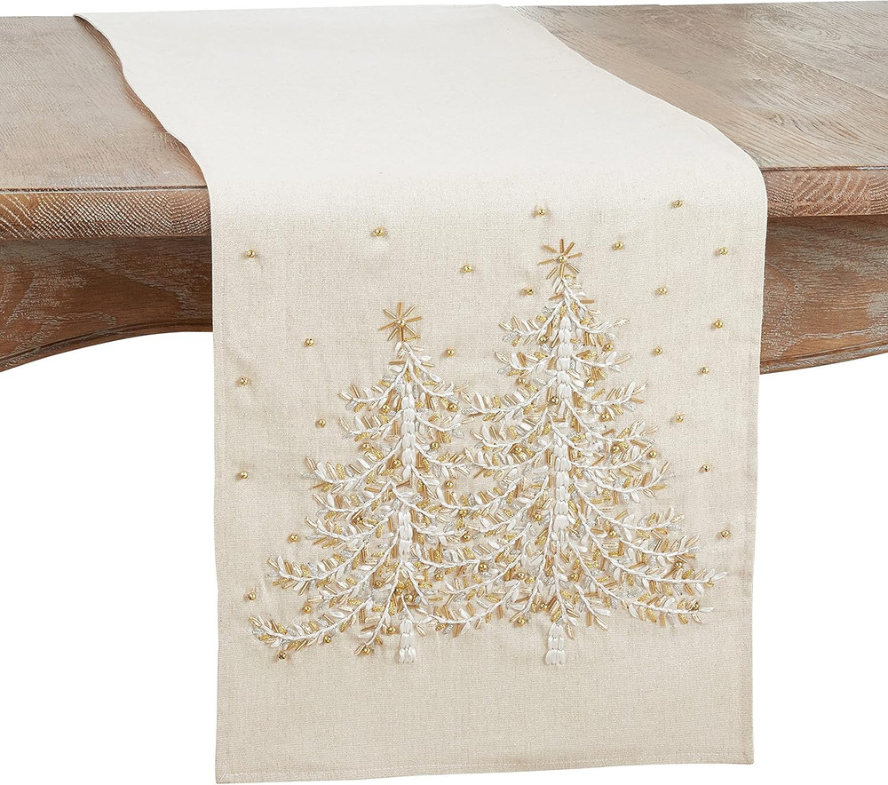 Embroidered Christmas Tree Table Runner