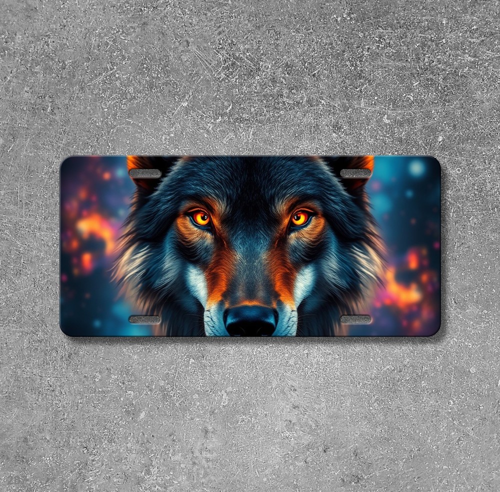 Hyperrealistic Wolf License Plate Add Text Front Bumper Plate Holiday Gift