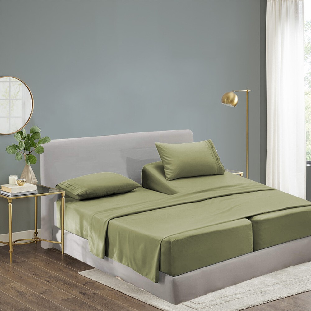 Split King Size Cool Bamboo Bedsheet Deep Pocket Bamboo Bed Sheet Sets 5 Pieces