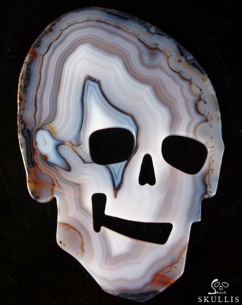 7.0" Agate Carved Crystal Slice Skull