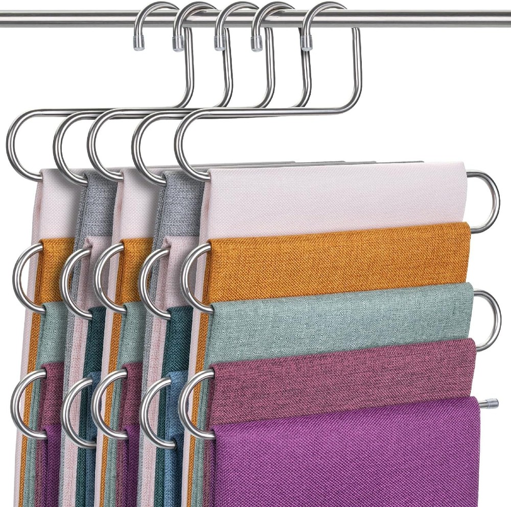 Mr. Pen- Pants Hangers - Space Saving, 5 Pack, Jeans Silver