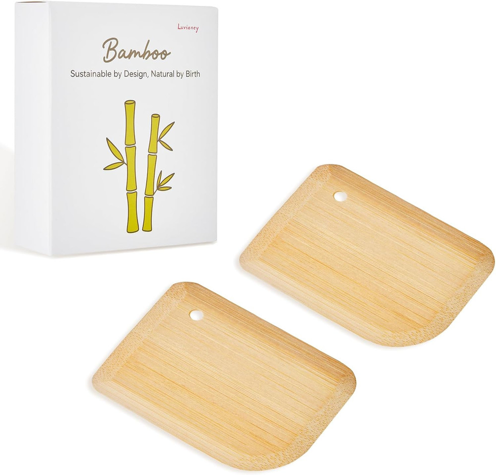 Bamboo Pan Scraper, Pot Scraper, Food Scraper, Kitchen Scraper Tools for Cast Ir