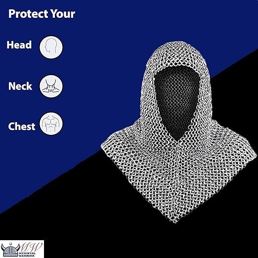 Chainmail Coif Armor, 18.75 Inches