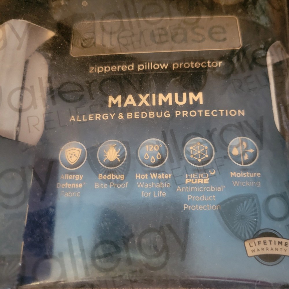 Allerease Maximum Zippered Pillow Protectors 2 Pack Standard Queen White New