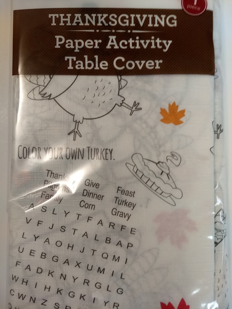 Coloring Activity Tablecloth Happy Thanksgiving