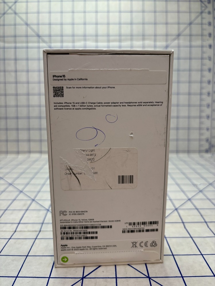 iPhone 15 Yellow 128gb Empty Box Only