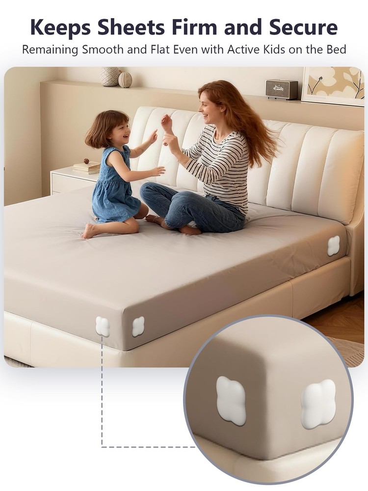 Bed Holders for Corners, 4-Pack Fitted Holder Keep Sheets Firm,Fits Any Size ...