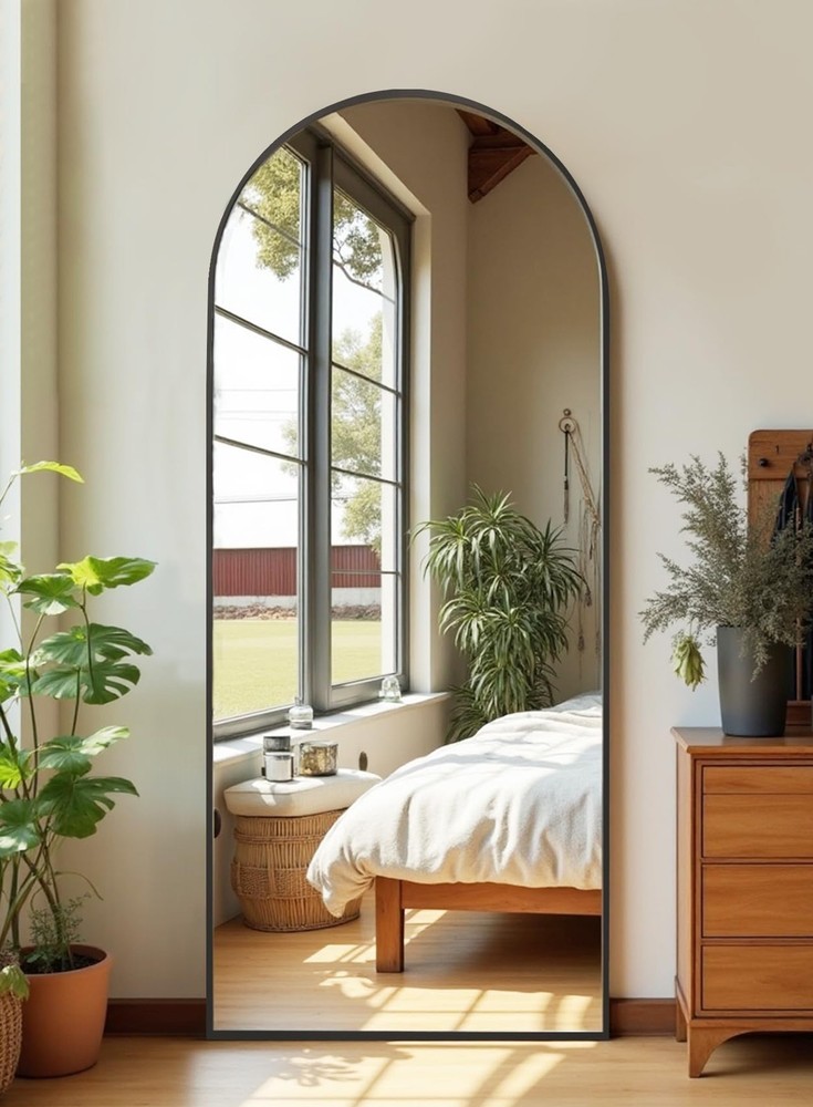 Floor Mirror, Full Length Mirror with Stand, Arched Wall Mirror, Mirror Full