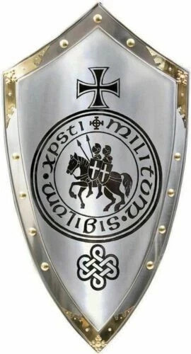 28'' Medieval Templar Knight Heater Shield Handcrafted Battleworn Ready Shield