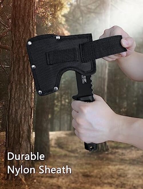 Hatchet, 9.8" Full Tang Camping Axe, Ergonomic Rubber Handle, with Durable 2.0