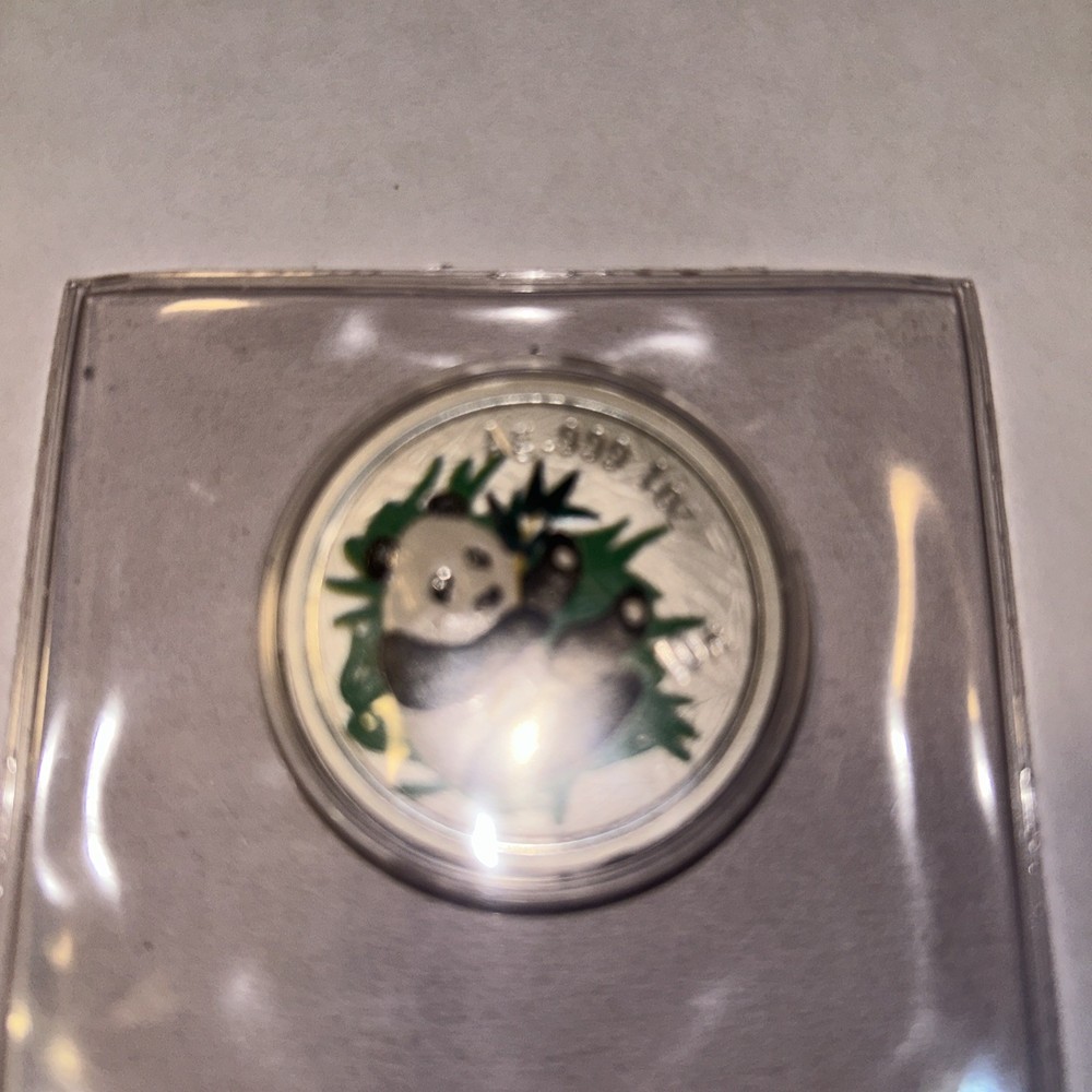 2000 China Panda Silver 1 Oz. Coin Colored In Capsule.