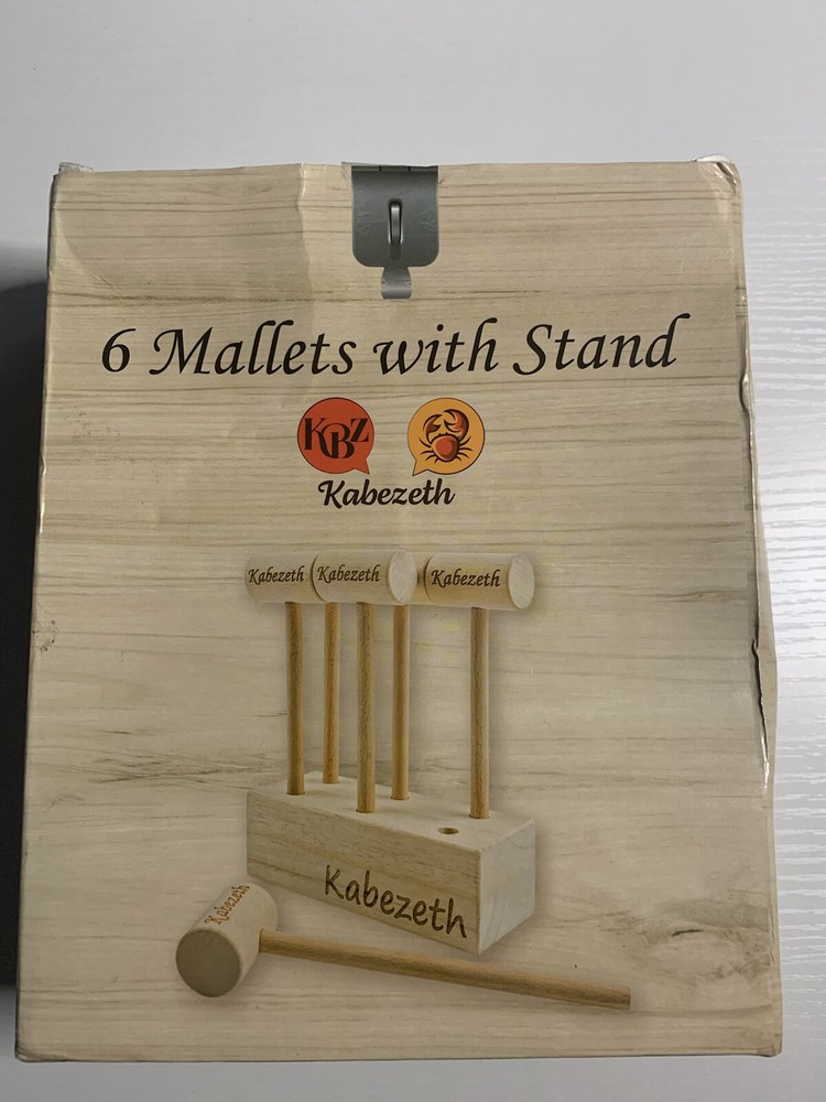 Kabezeth 6 Mallets. Solid Beechwood Hammers For Cracking Shellfish & Lobster