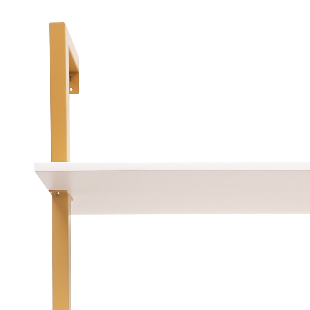 Wall Mount Writing Table 3-tier Computer Desk Storage Home Office w/ Power Strip