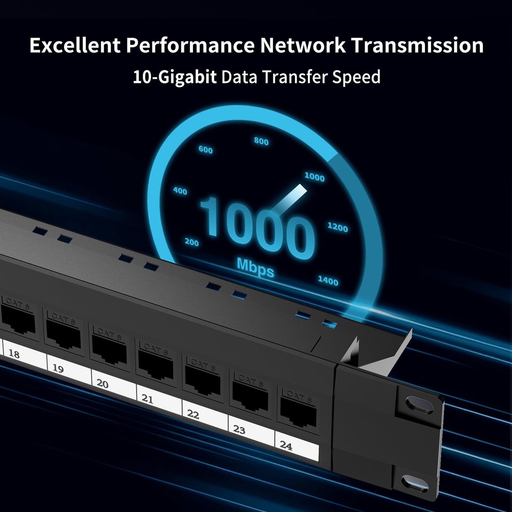 Patch Panel 24 Port Cat6 With Rj45 Passthru Coupler Keystone 1u Network Patch Pa