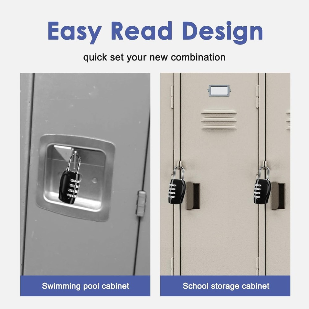Effortless Security: 2 Pack Waterproof 4-Digit Combination Lock with Side Window