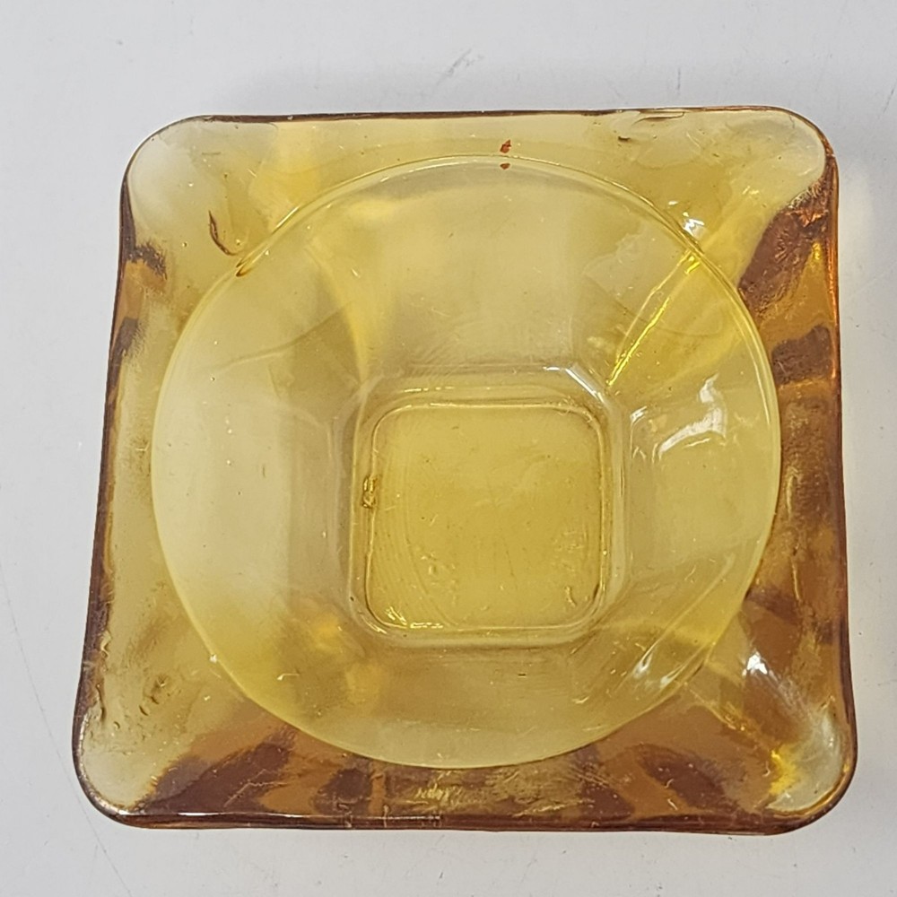 Vintage Amber Glass Square Bowl