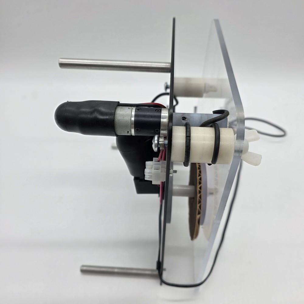 Motorized Label Rewinder Machine Tabletop Acrylic Frame w Power Supply