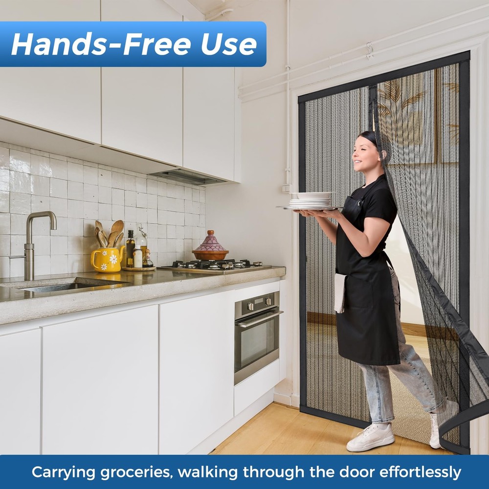 Smartor Magnetic Screen Door Fit 36"x82", Polyester-Black