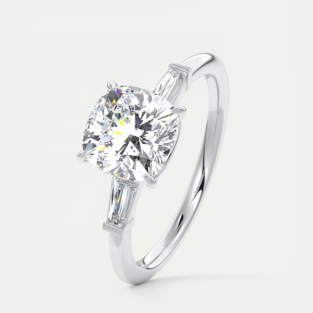Cushion Cut Semi Mount Setting Ring 0.30 Ct Diamond Solid 14k White Gold Size 7