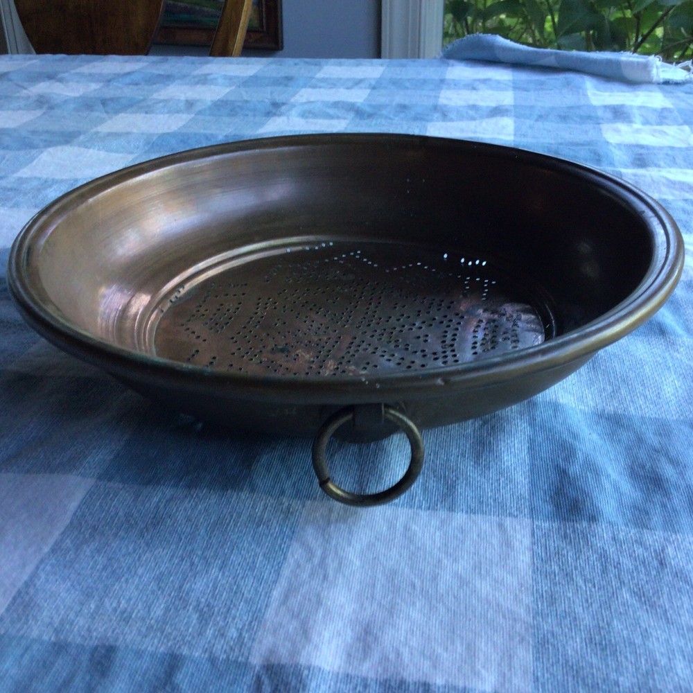 Vintage Copper Colander, 10 1/2”