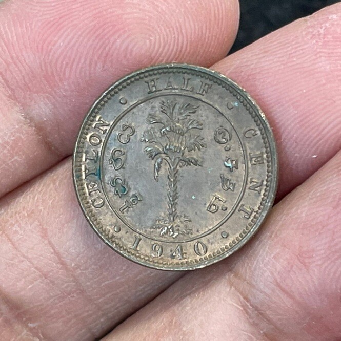 1940 Ceylon 1/2 Cent Coin Excellent Condition