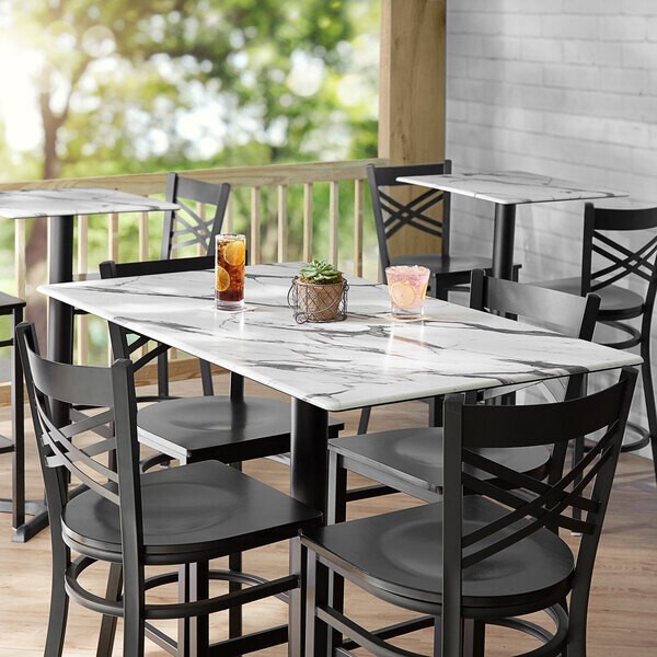 28" x 48" Rectangular All-Weather Restaurant Table Top with Marble Laminate Top