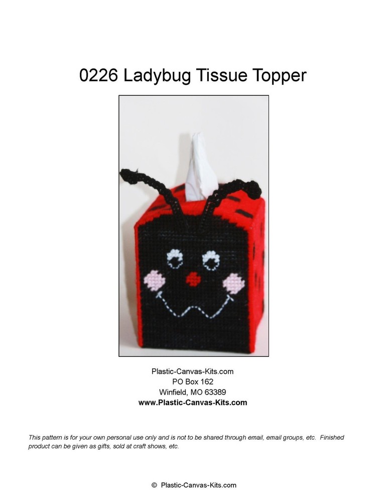 Ladybug Tissue Topper-Plastic Canvas Pattern or Kit