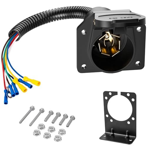 7 Way Trailer Plug, 7 Pin Trailer Connector Plug RV Light Adapter with Wire