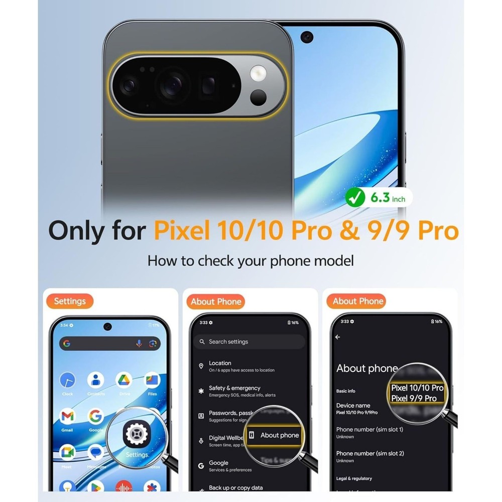 For Google Pixel-10-Pro Case Shockproof Protection Cover with Screen Protector