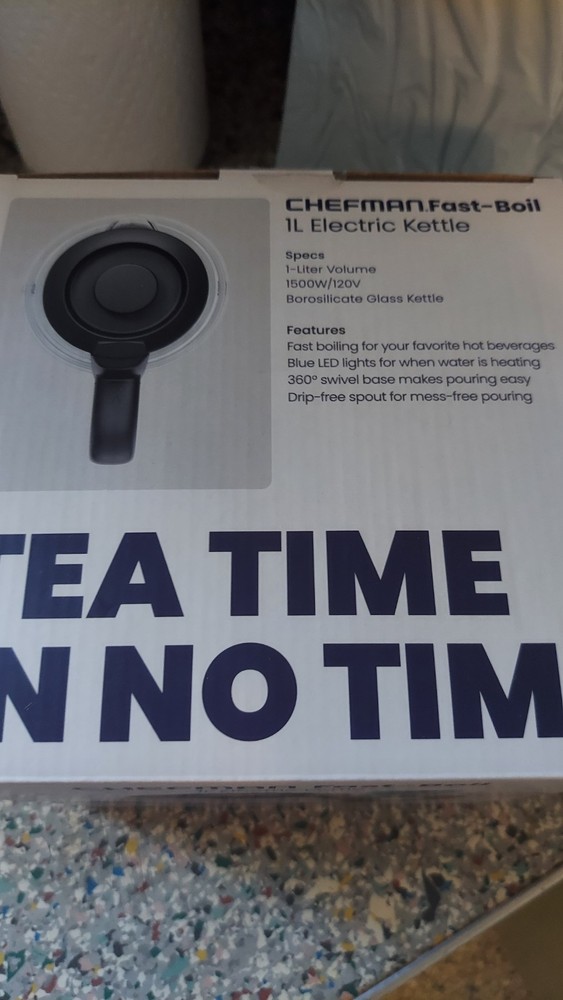 Chefman 1L Rapid-Boil Electric Kettle with Auto Shutoff - ...