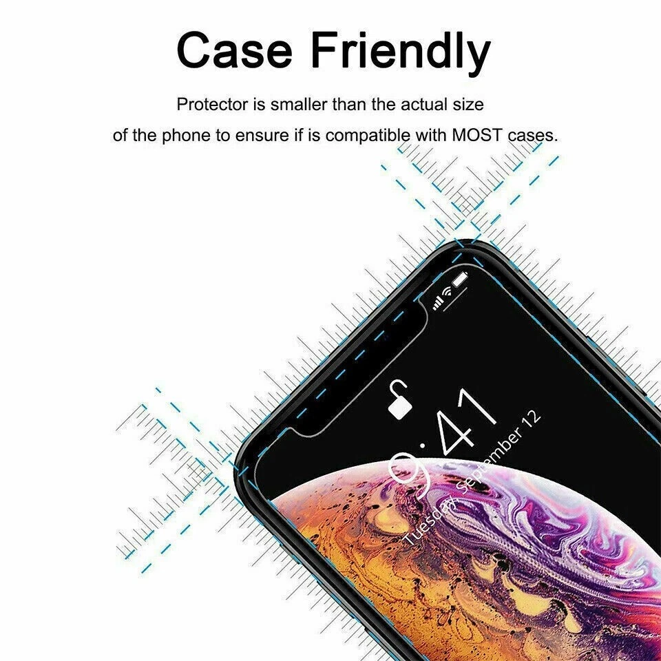 For Apple iPhone XR Clear 9H Tempered Glass Screen Protector Case Friendly Film