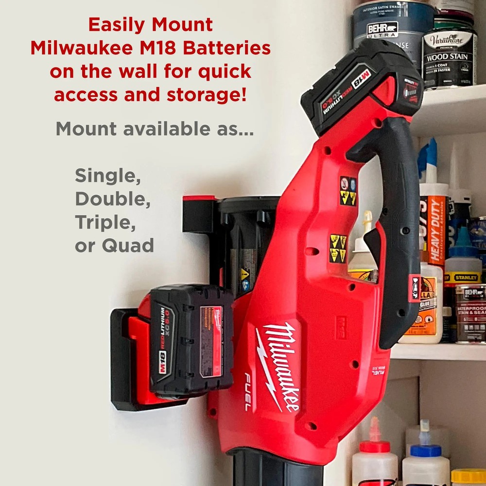 Wall Mount Bracket for Milwaukee M18 Battery