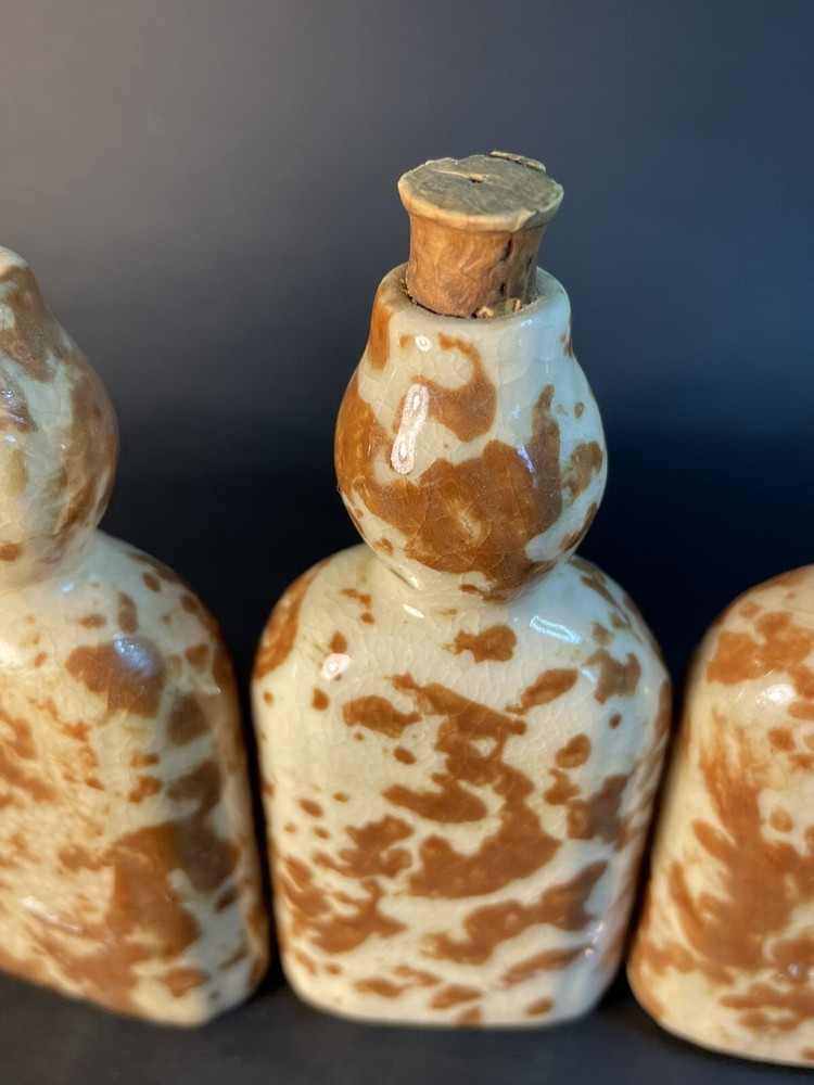 Mohawk Rock & Rye Stoneware Bottles, orig label On One -empty - Crazing
