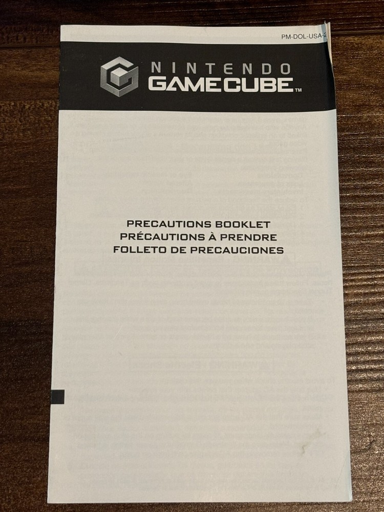Precautions Booklet Nintendo Gamecube Instruction Manual Only