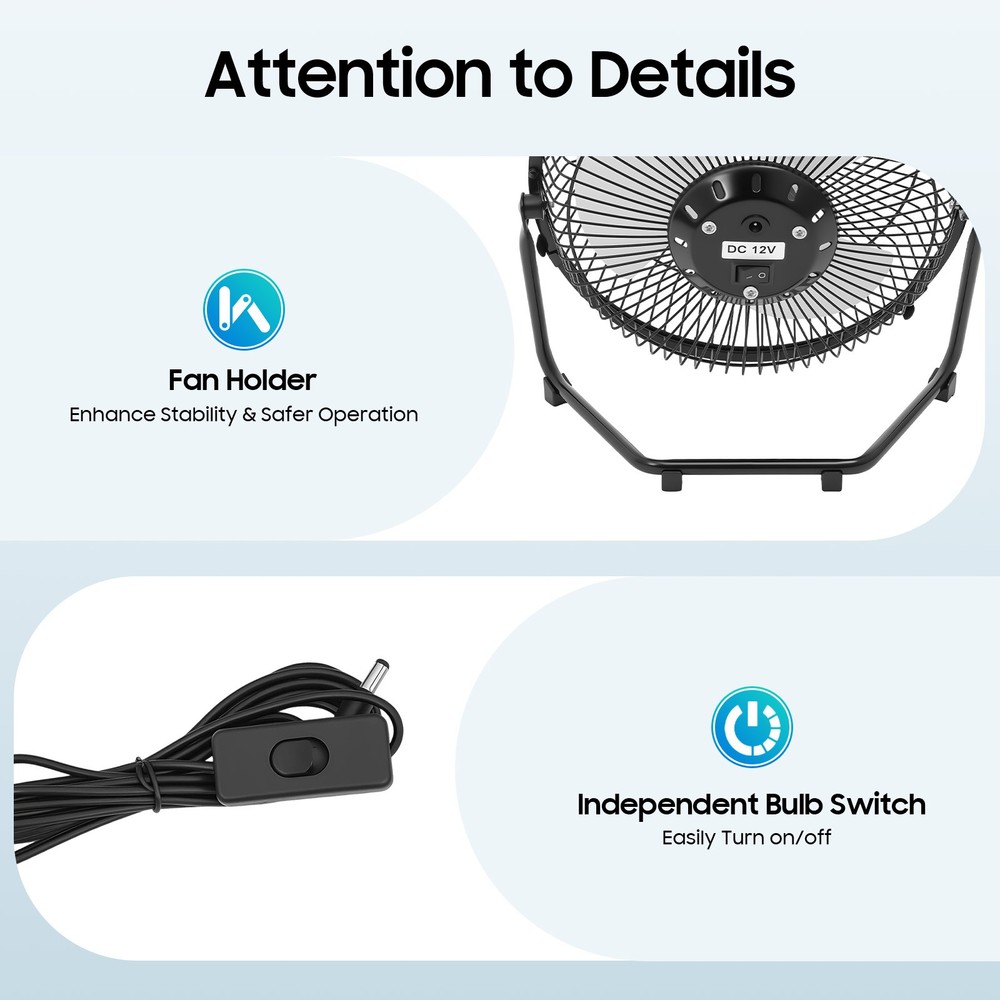 Solar Power Panel Kit Outdoor Camping USB Charging System W/ LED Light & 8" Fan