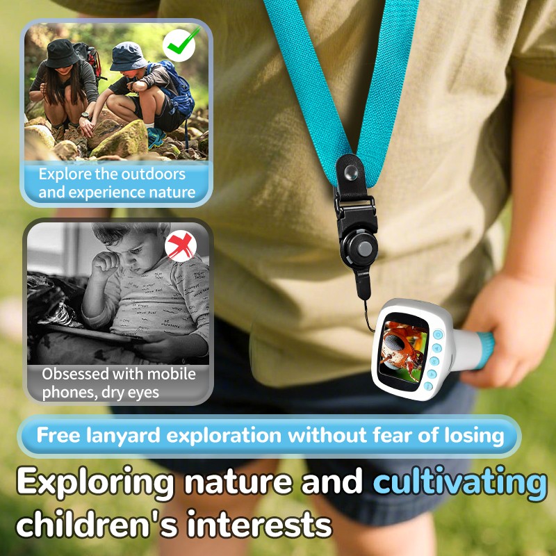 Pocket Microscope for Kids 2.0" Screen, High-Definition Digital Microscope1000X