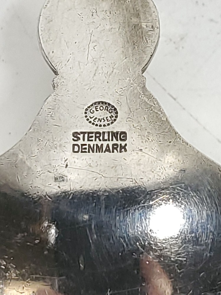 Georg Jensen Sterling Silver Baby Spoon Loop End - "Cactus" Pattern