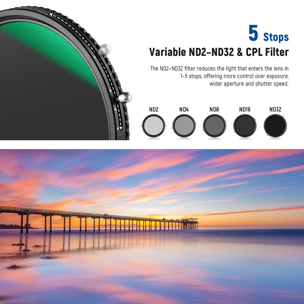 NEEWER 2 in 1 77mm HD Variable ND Filter ND2–ND32 Filter and CPL Filter