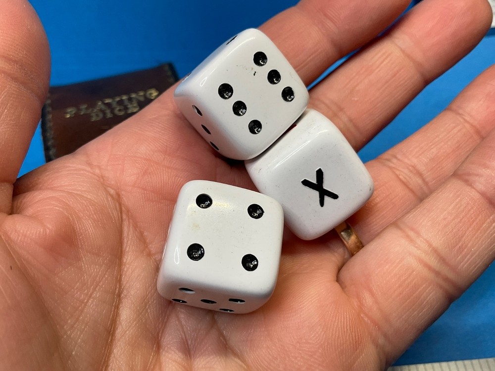 ——— QUALITY SET OF DICE WITH LEATHER CASE——-B-2