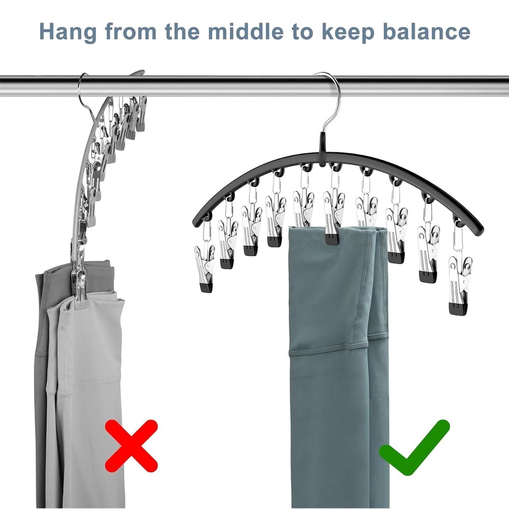 Legging Organizer Hangers 2 Pack Holds 20 Pants Space Saving Closet Storage Blk