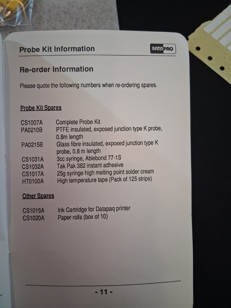 DATAPAQ CS1007A PROBE KIT