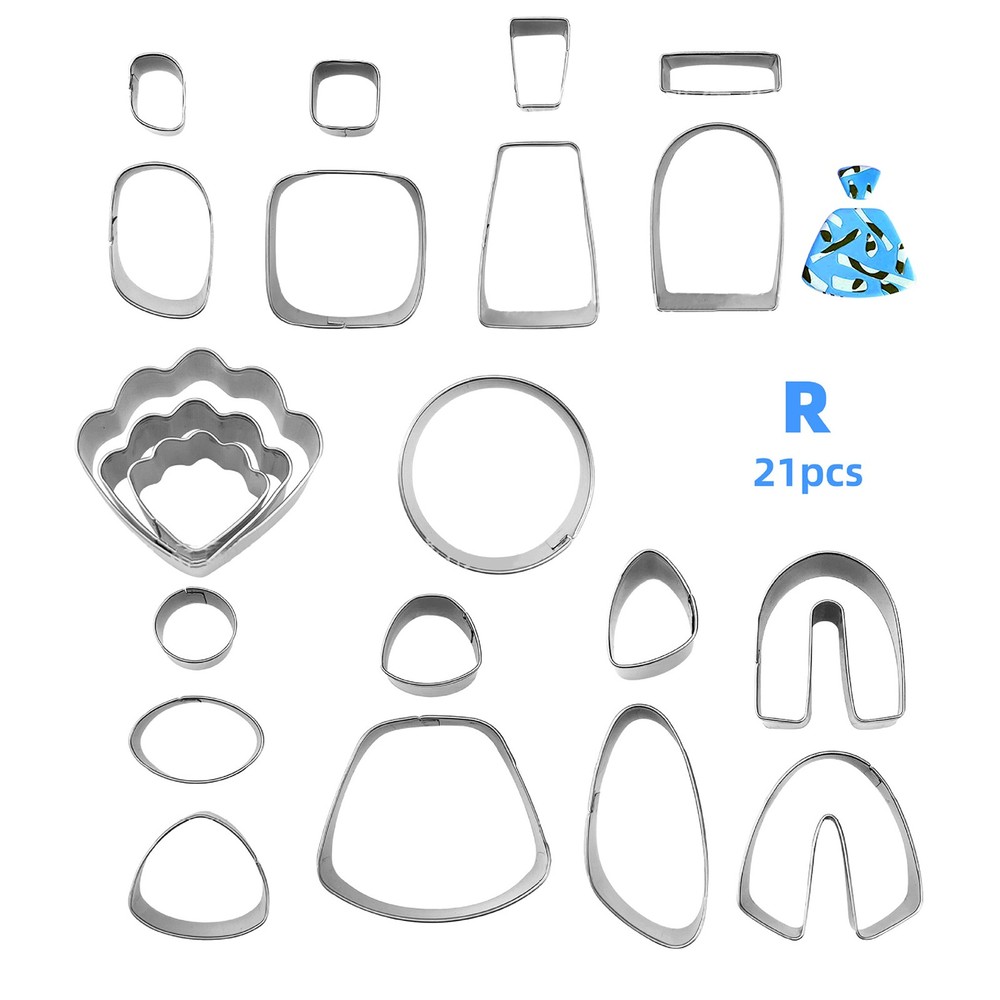21Pcs Different Shape&Size Clay Earrings Jewellery Cutting Mold Making DIY Tool