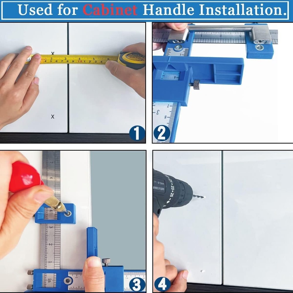 Cabinet Hardware Jig with Automatic Punch for Handles and Pulls Installation