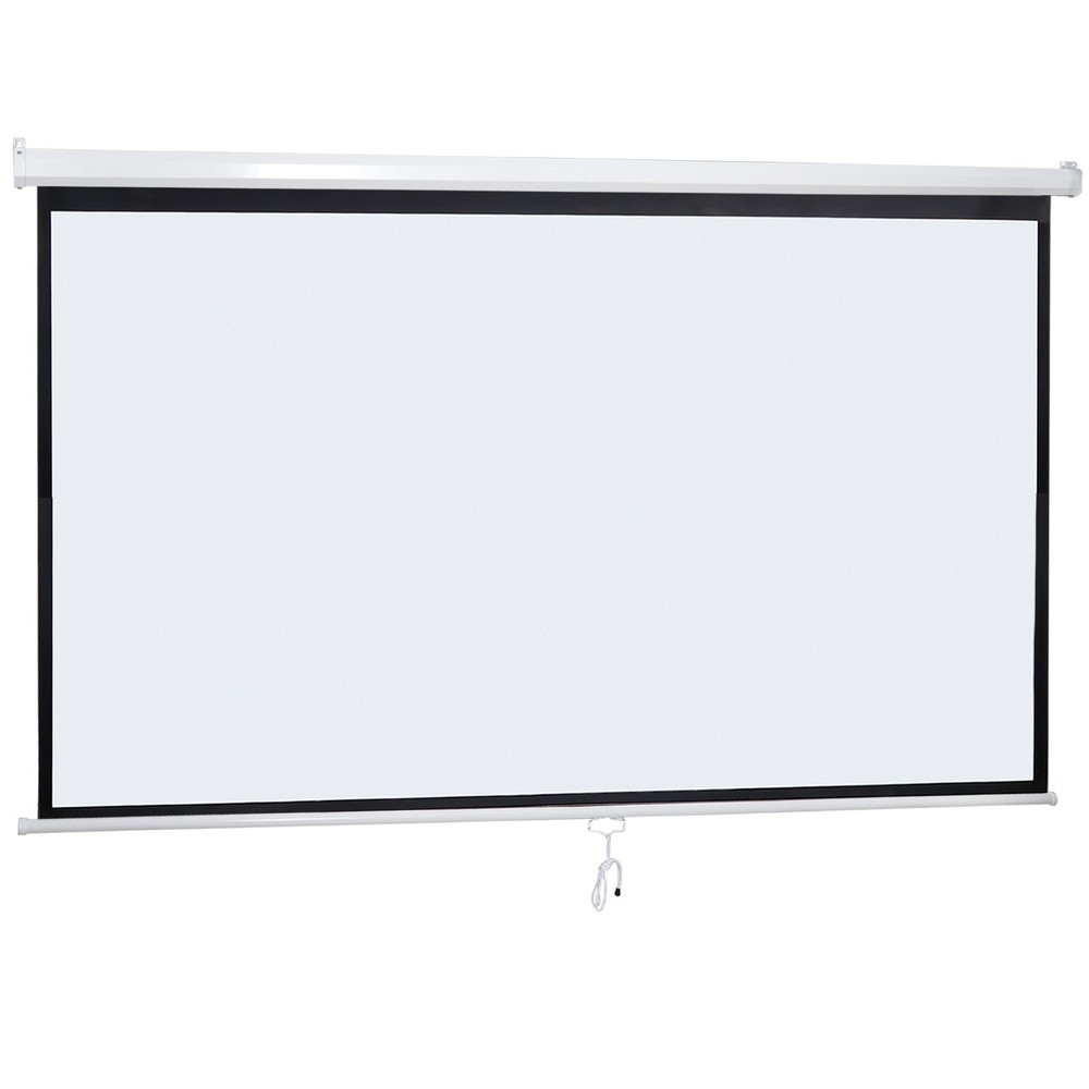 Projector Screen 100'' 16:9 HD Manual Pull Down Projection Screen for Home Use