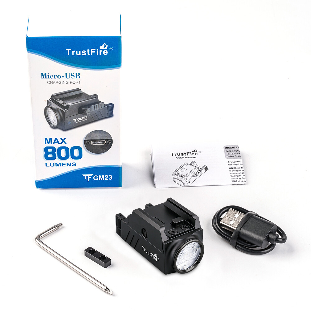 Trustfire GM23 800LM Rechargeable LED Flashlight Tactical Compact Pistol Light