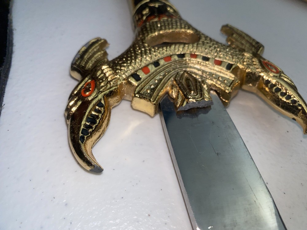 Decorative Dagger Heavy Gold Tone Handle (Needs TLC) 12” Blade